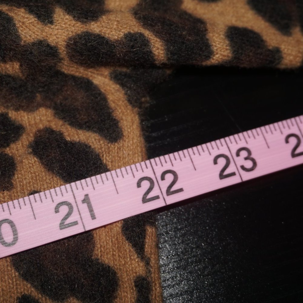 Vintage 90s Animal Leopard Print Lambswool Angora Cardigan Sweater Large - Picture 4 of 5